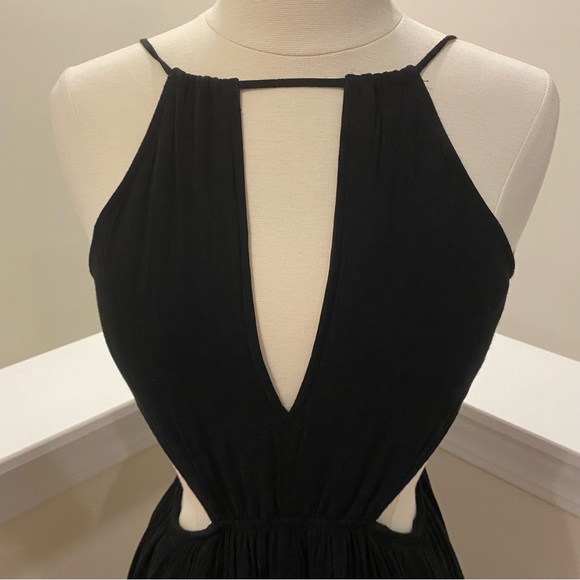 TOBI Little Black Maxi Dress! Stunning Halter Tie Neck Cutout Waist Design Sz XS - Picture 8 of 14